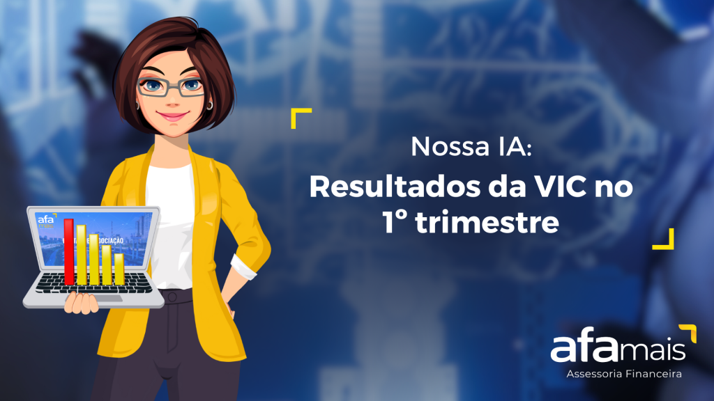 VIC segurando um computador que mostram gráficos crescentes ao lado do título do artigo